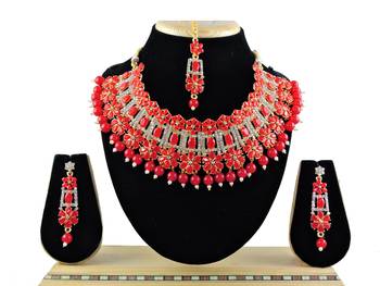 Red designer function wear ad necklace set 1