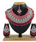 Red designer function wear ad necklace set