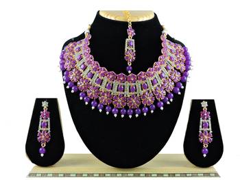 Purple designer function wear ad necklace set 1