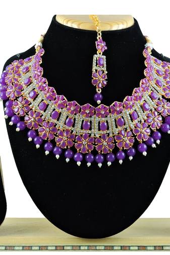 Purple designer function wear ad necklace set