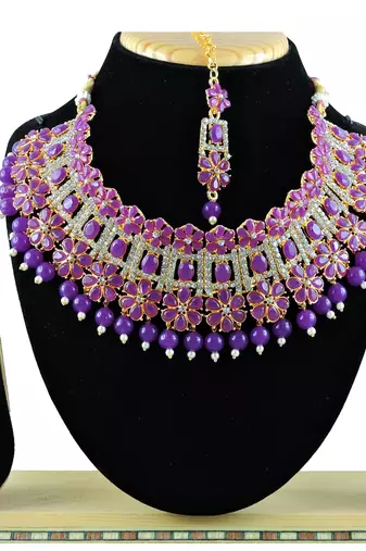 Purple designer function wear ad necklace set