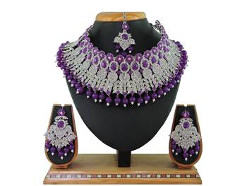 Purple designer function wear ad necklace set 1