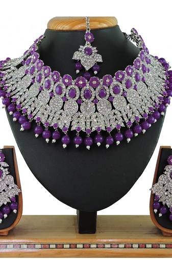 Purple designer function wear ad necklace set