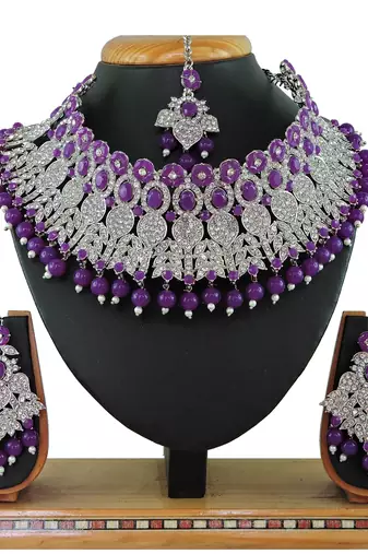 Purple designer function wear ad necklace set