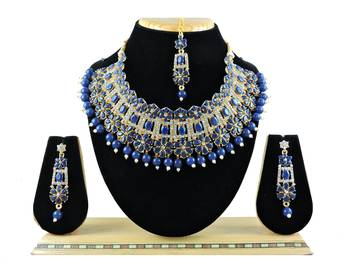 Blue designer function wear ad necklace set 1