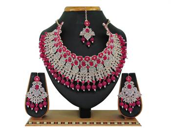 Red designer function wear ad necklace set 1
