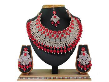 Red designer function wear ad necklace set 1