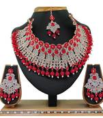 Red designer function wear ad necklace set