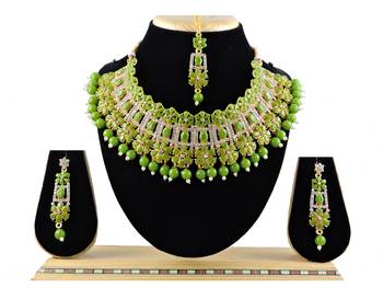 Green designer function wear ad necklace set 1