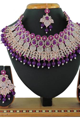 Purple designer function wear ad necklace set