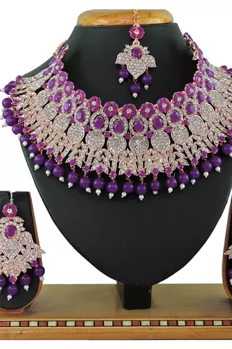 Purple designer function wear ad necklace set