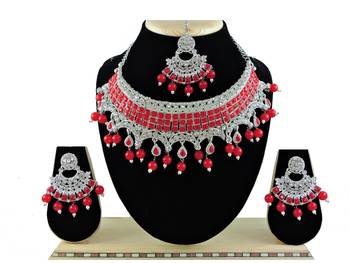 Red designer function wear ad necklace set 1