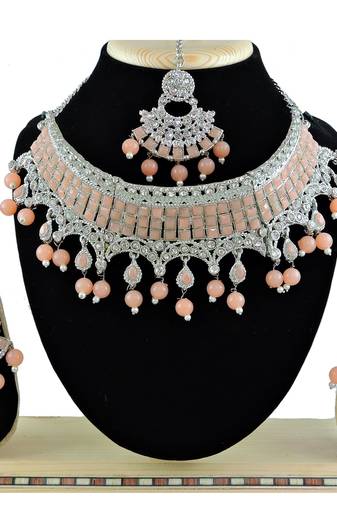 Orange designer function wear ad necklace set