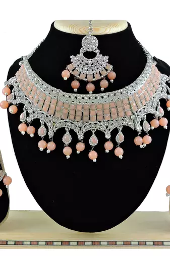 Orange designer function wear ad necklace set