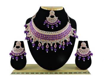 Purple designer function wear ad necklace set 1