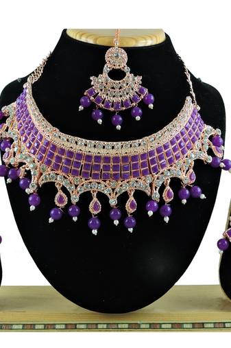 Purple designer function wear ad necklace set
