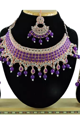 Purple designer function wear ad necklace set