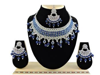 Blue designer function wear ad necklace set 1