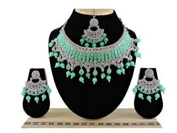 Green designer function wear ad necklace set 1