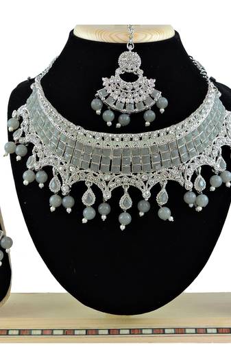 Grey designer function wear ad necklace set