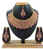 Pink designer function wear ad necklace set