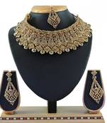 Gold designer function wear ad necklace set