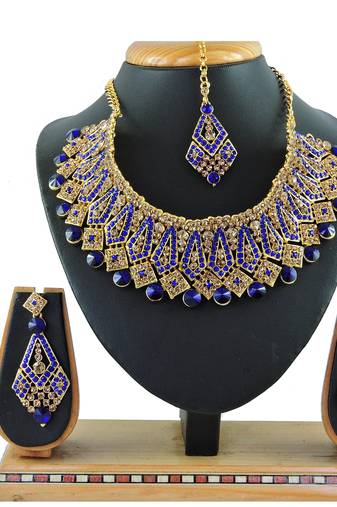 Blue designer function wear ad necklace set