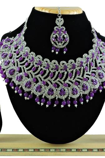 Purple designer function wear ad necklace set