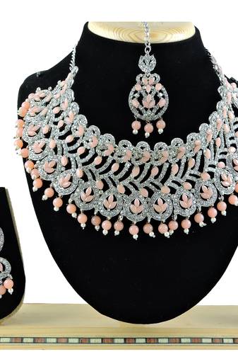 Orange designer function wear ad necklace set