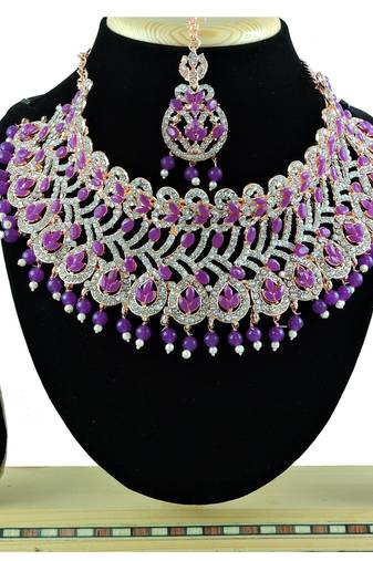 Purple designer function wear ad necklace set