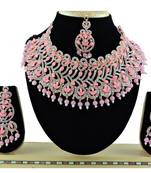 Pink designer function wear ad necklace set