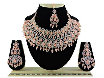 Orange designer function wear ad necklace set 1
