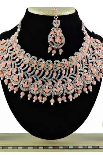 Orange designer function wear ad necklace set