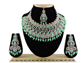 Green designer function wear ad necklace set 1
