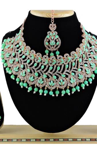 Green designer function wear ad necklace set