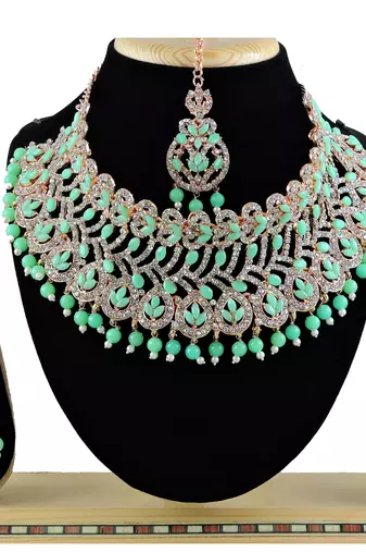 Green designer function wear ad necklace set