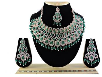 Green designer function wear ad necklace set 1