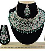 Green designer function wear ad necklace set