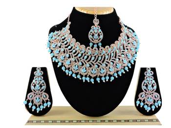 Turquoise designer function wear ad necklace set 1