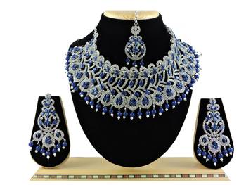 Blue designer function wear ad necklace set 1