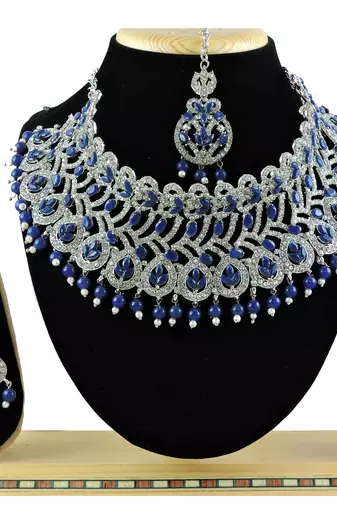 Blue designer function wear ad necklace set