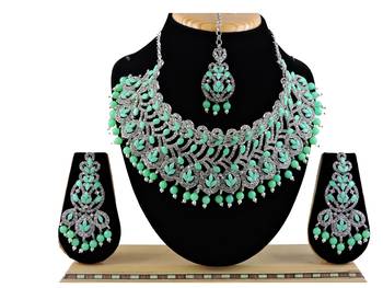 Green designer function wear ad necklace set 1