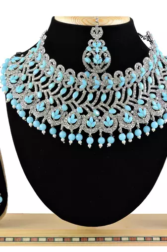 Turquoise designer function wear ad necklace set