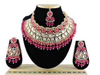 Red designer function wear ad necklace set 1