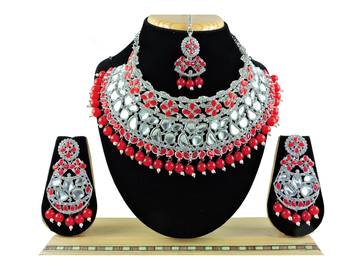 Red designer function wear ad necklace set 1