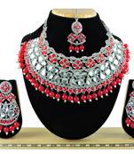 Red designer function wear ad necklace set
