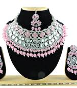 Pink designer function wear ad necklace set