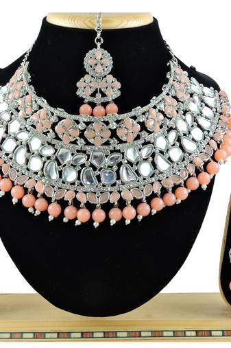 Orange designer function wear ad necklace set