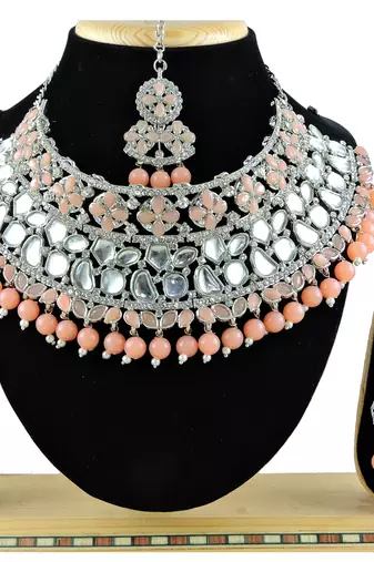 Orange designer function wear ad necklace set