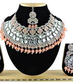 Orange designer function wear ad necklace set